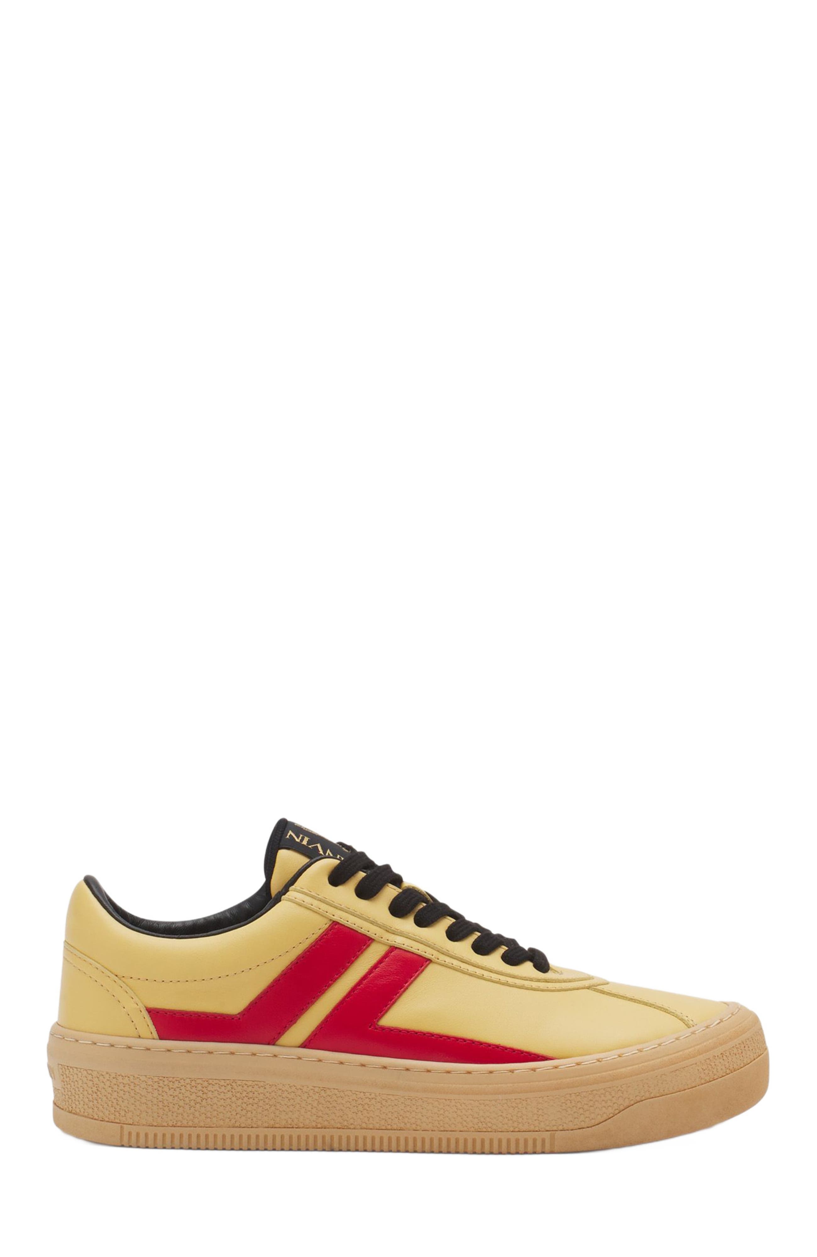 Lanvin x FUTURE LEATHER CASH SNEAKERS FOR WOMEN, Main, color, Bright Yellow/Red
