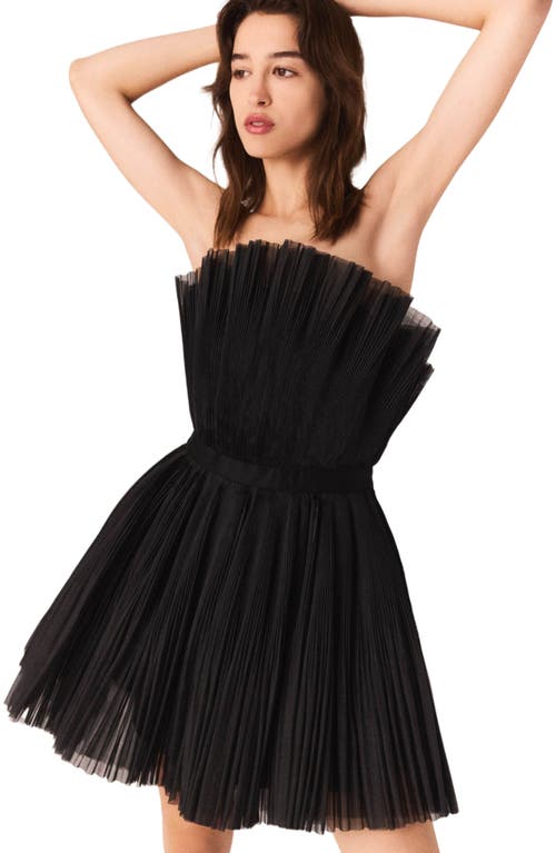 Maje Tulle And Organza Bustier Dress In Black