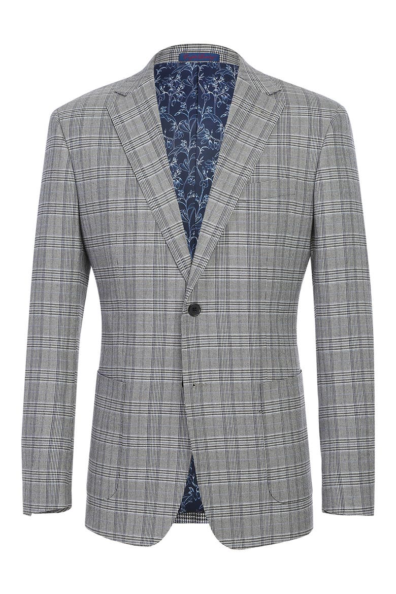 Trim Fit Plaid Two-Piece Suit, Alternate, color, LTGRAY