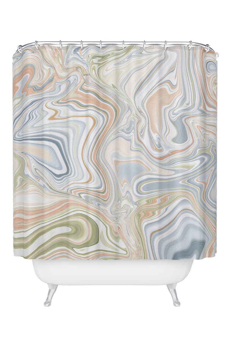 Sway Marble Shower Curtain, Main, color, BLUE