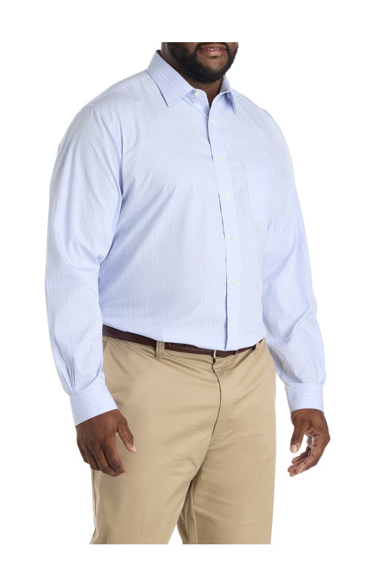 Brooks Brothers Big & Tall Non-Iron Glen Plaid Dress Shirt, Alternate, color, Light Blue
