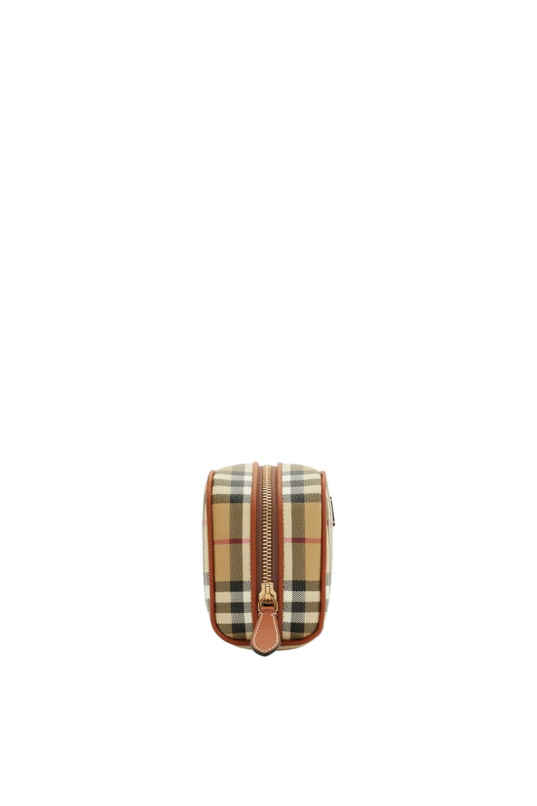 Small Check Travel Pouch, Alternate, color, Archive beige/briar brown