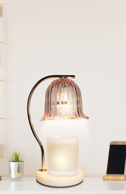 Luzè Luze Glass Tulip Shade Candle Warmer Lamp In Pink