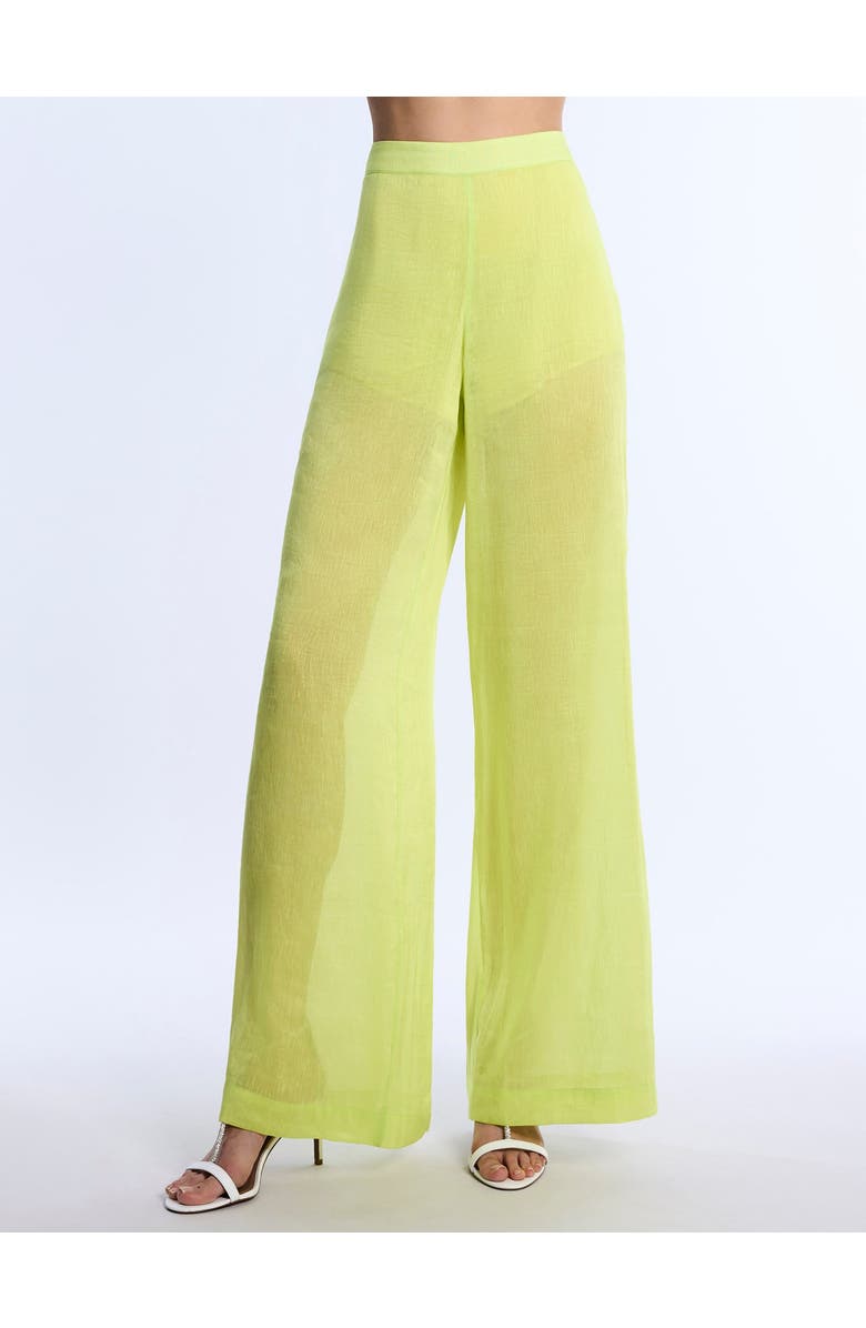 BCBGMAXAZRIA Airy Sheer Textured Pant, Alternate, color, Chartreuse