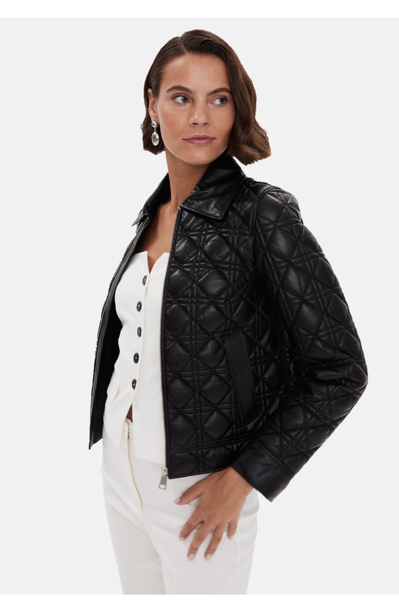 Furniq UK Chloe Quilted Leather Jacket, Alternate, color, Black