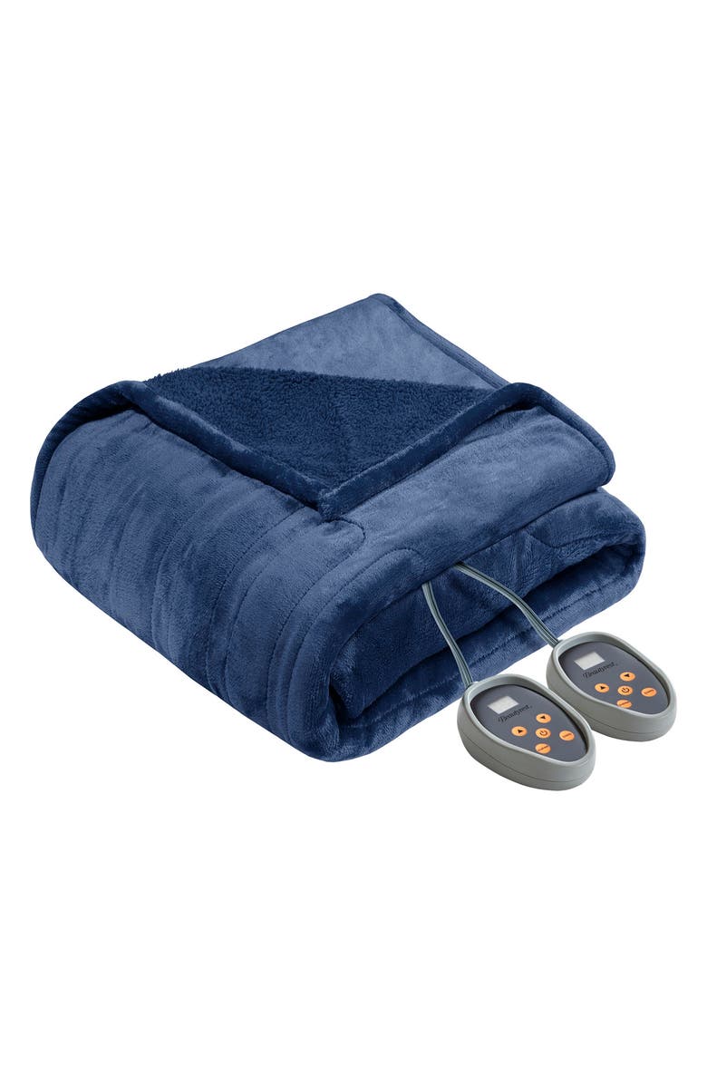 BEAUTYREST OEKO-TEX Heated Blanket, Main, color, Indigo