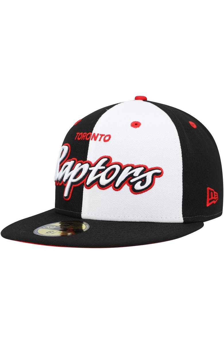 New Era Men's New Era Black/White Toronto Raptors Script Pinwheel 59FIFTY Fitted Hat, Main, color, 
