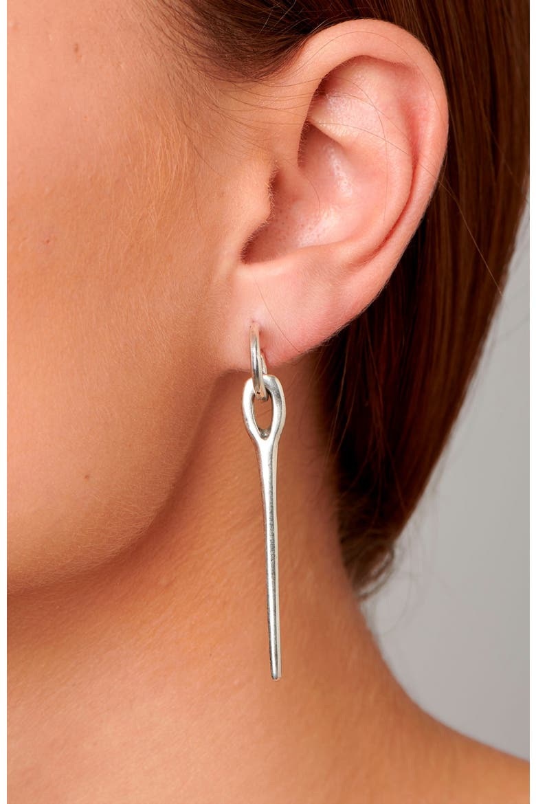 Button & Needle Earrings, Alternate, color, Silver