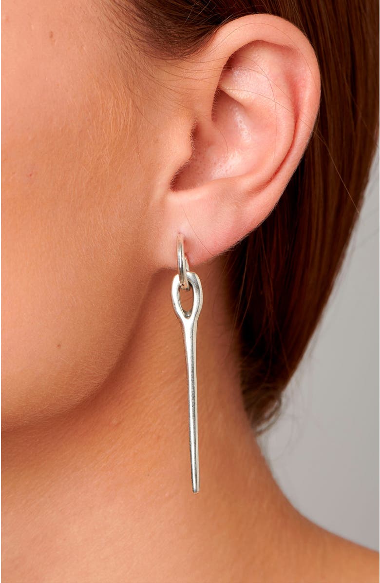 UNODE50 Button & Needle Earrings, Alternate, color, Silver