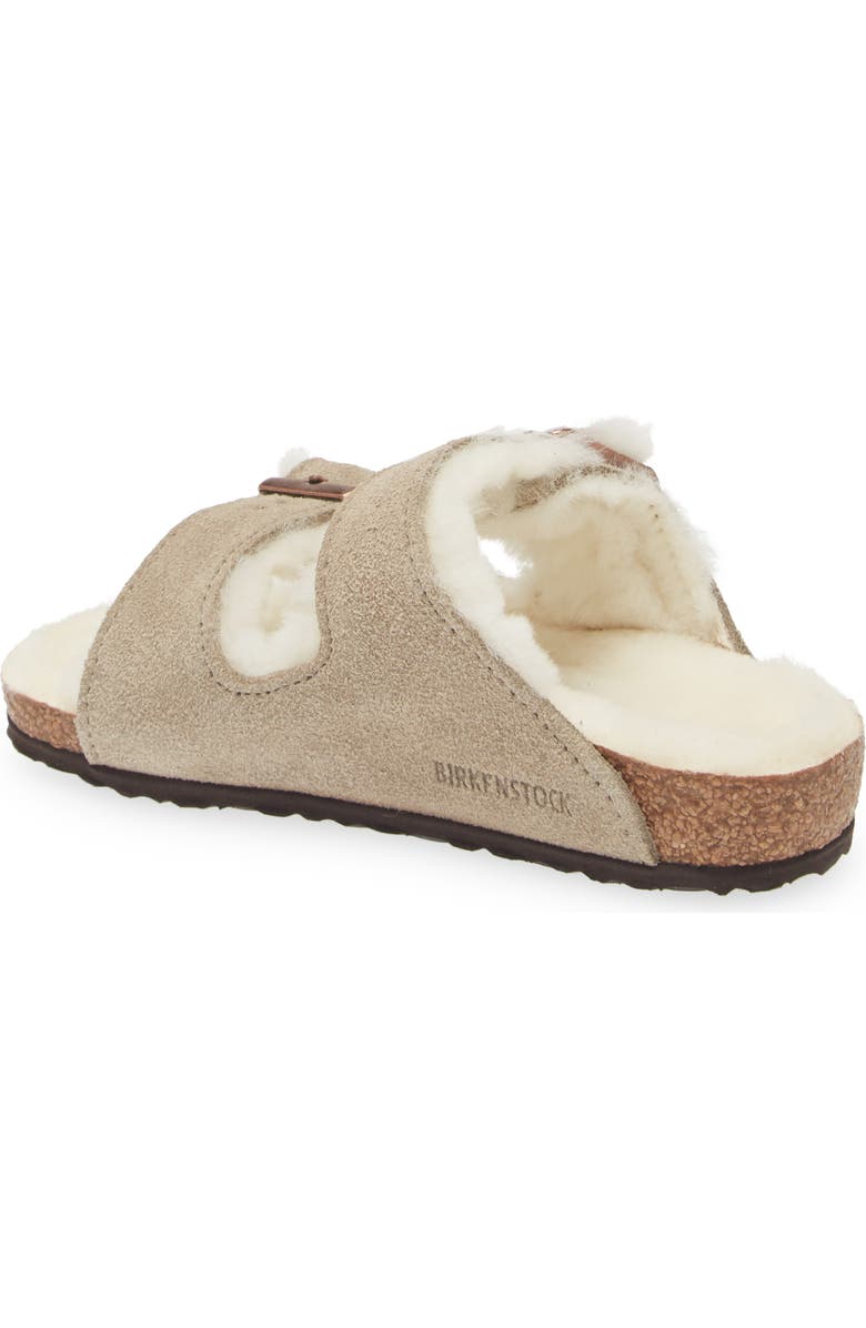 Birkenstock Kids' Arizona Genuine Shearling Lined Slide Sandal, Alternate, color, Taupe
