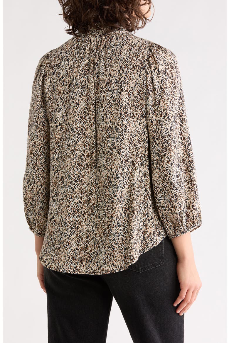 Tie Neck Long Sleeve Top, Alternate, color, BLACK