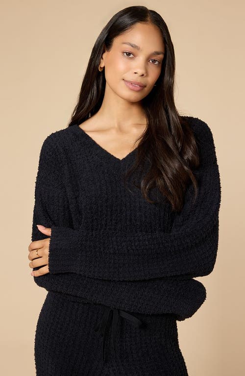 Softies Waffle Marshmallow V-neck Lounge Set In Black