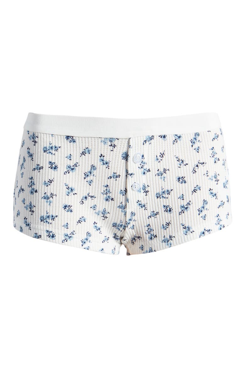 Pamper Floral Waffle Knit Micro Shorts, Alternate, color, WHITE