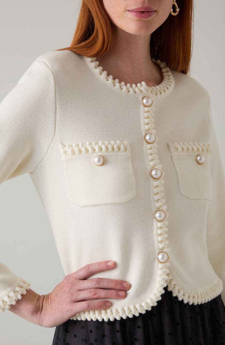 LK Bennett Norah Knit Jacket, Alternate, color, Cream