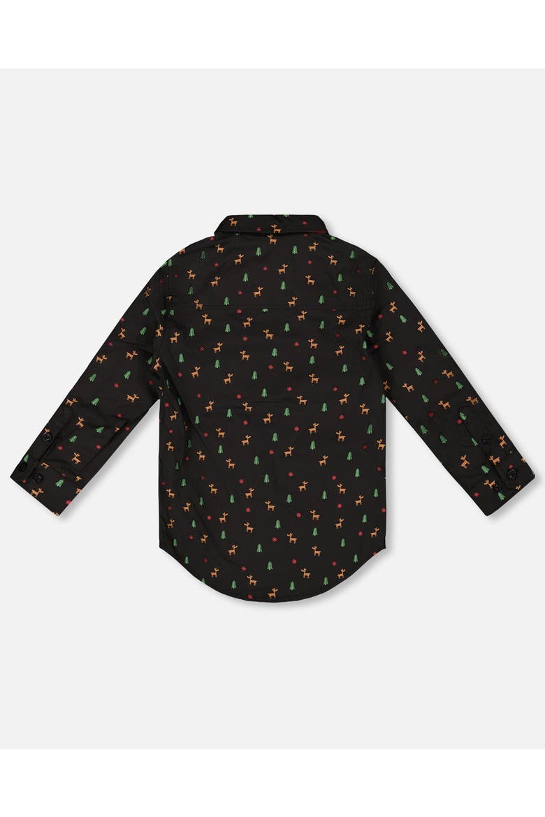 Poplin Shirt with Bow Tie, Alternate, color, Black and Multicolor