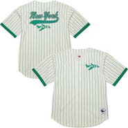 Mitchell & Ness Men's Mitchell & Ness Cream New York Jets Vintage Logo Final Seconds Full-Button Mesh Top