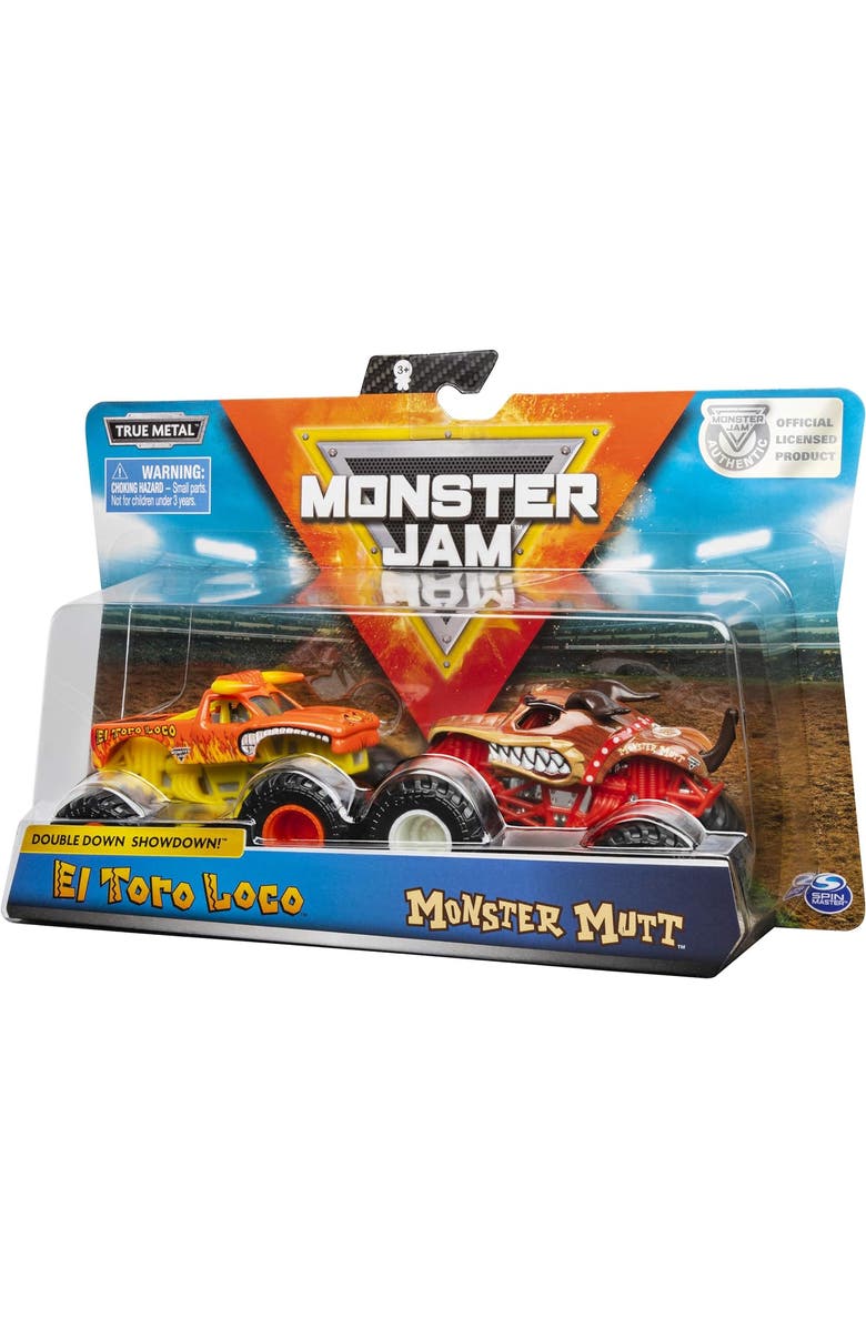 Monster Jam El Toro Loco vs Monster Mutt Monster Truck Duo Pack- True Metal 164 Scale Die-Cast Twin Showdown Pack, Alternate, color, Yellow