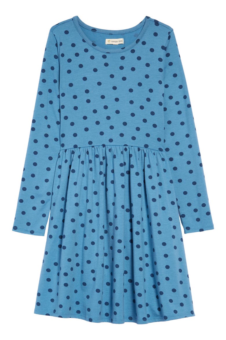 Kids' Print Long Sleeve Dress, Main, color, BLUE NIAGARA DOTS