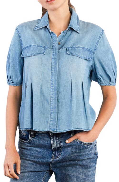 Wash Lab Denim Pincess Pleated Shirt In Blue
