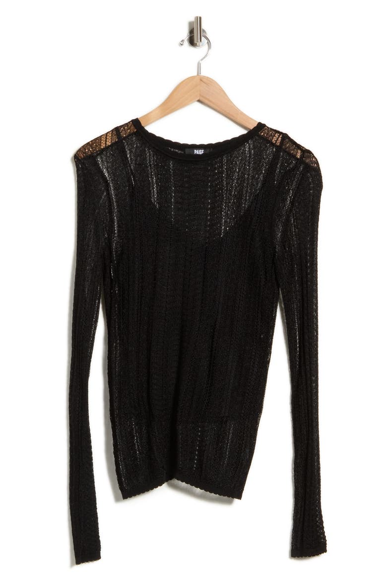 Petra Long Sleeve Pointelle Top, Main, color, BLACK