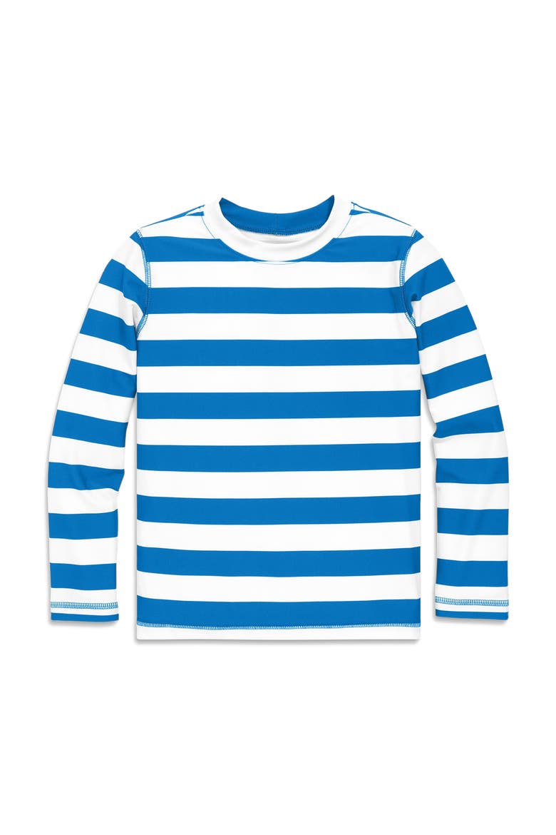Kids Long Sleeve Rash Guard, Main, color, Blueberry White Stripe