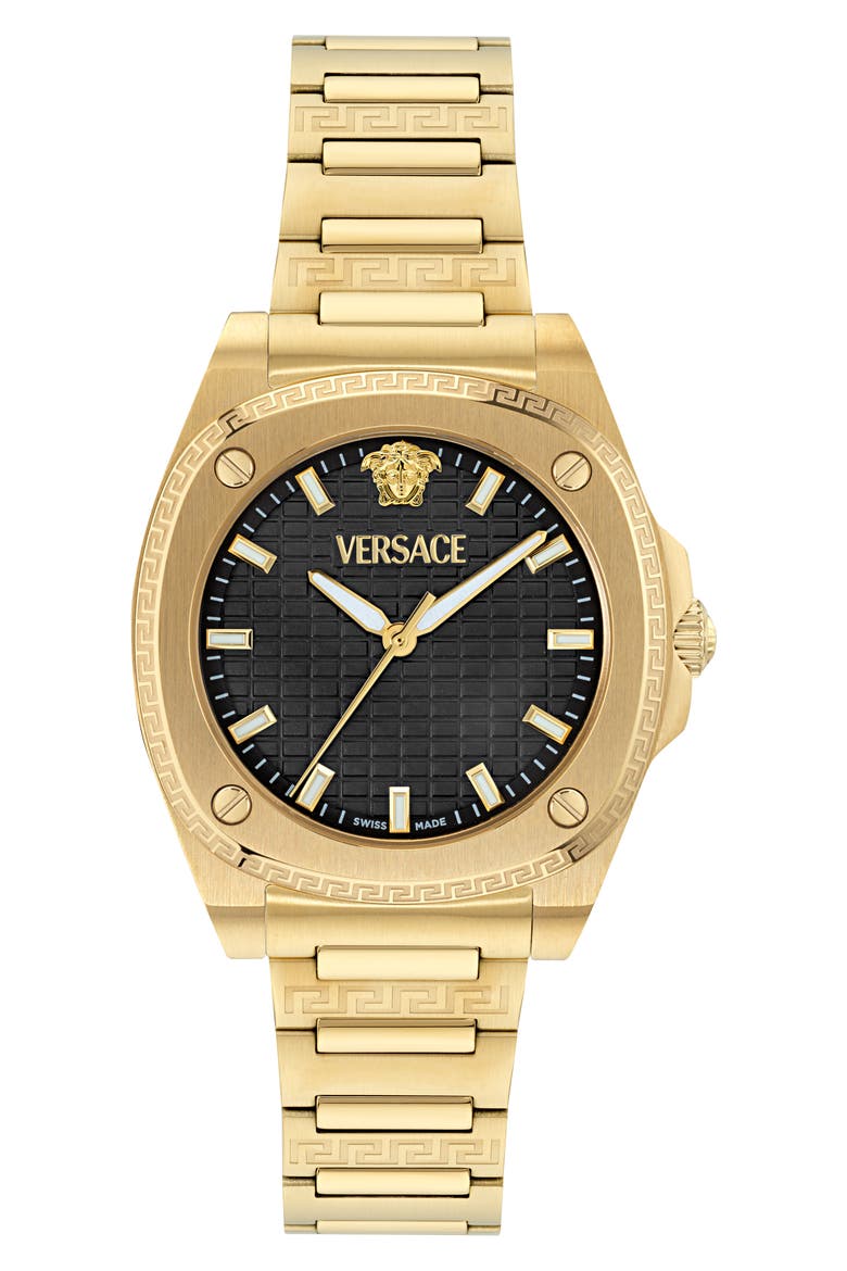 Greca Pulse Goldtone Bracelet Watch, 36mm, Main, color, IP YELLOW GOLD