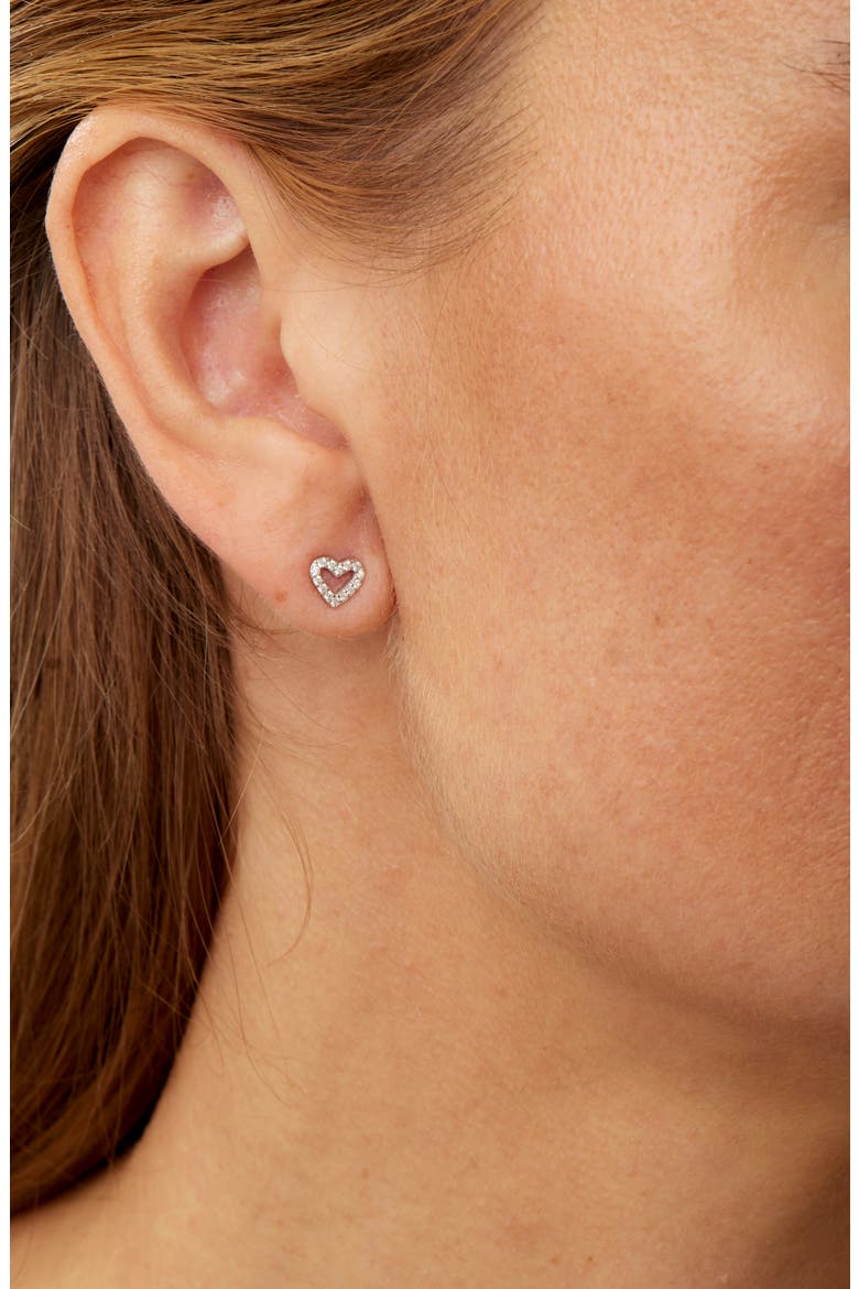 Set of 2 Cubic Zirconia Heart Stud Earrings, Alternate, color, TWO TONE
