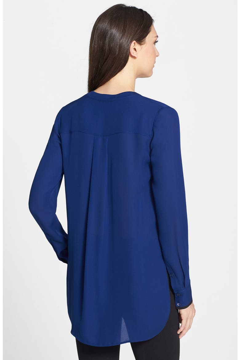 Tipped Contrast Blouse, Alternate, color, RIVER/BLACK