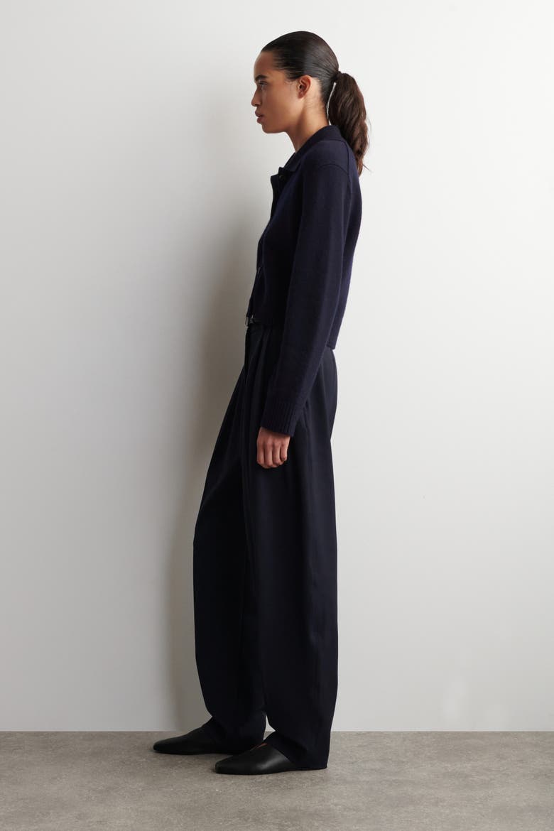 Collared Merino Wool Cardigan, Alternate, color, NAVY