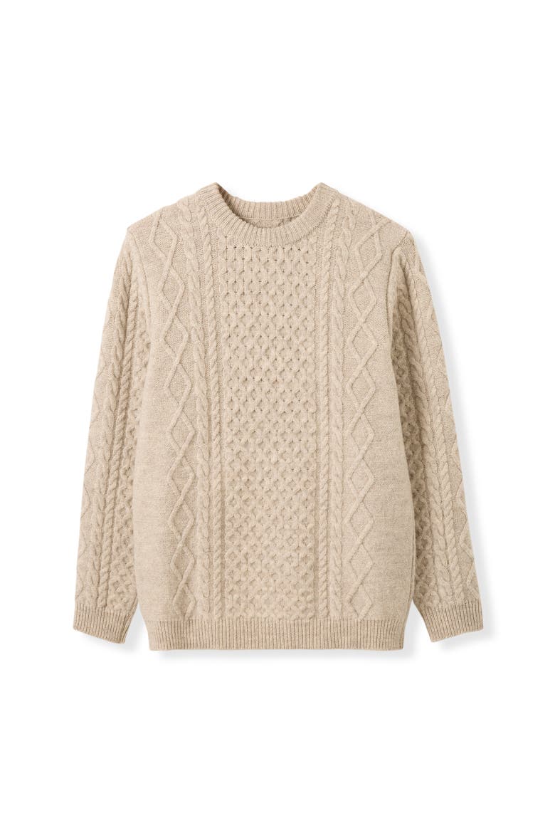 Cable Sweater, Alternate, color, OATMEAL FLECK