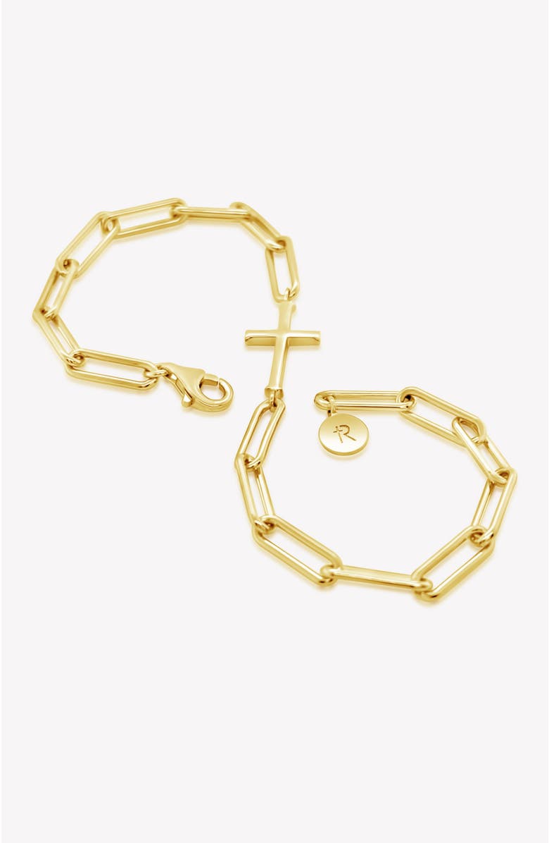 Rizen Jewelry Chain Breaker Cross Bracelet, Alternate, color, 18K Gold Plated