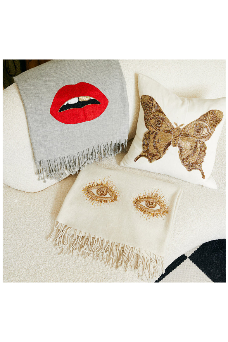 Lips Embellished Throw, Alternate, color, Grey
