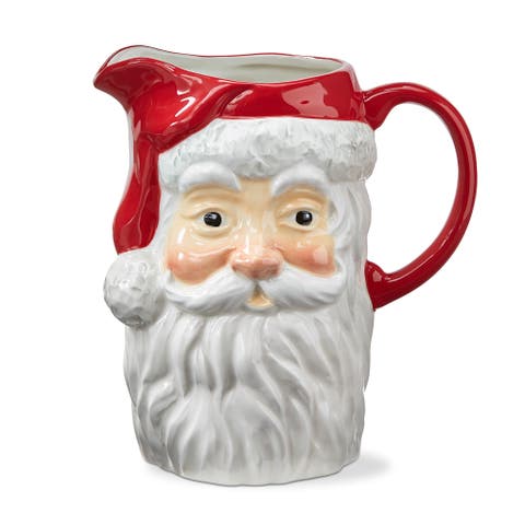 Vintage Santa Ceramic Beverage Pitcher Christmas Server