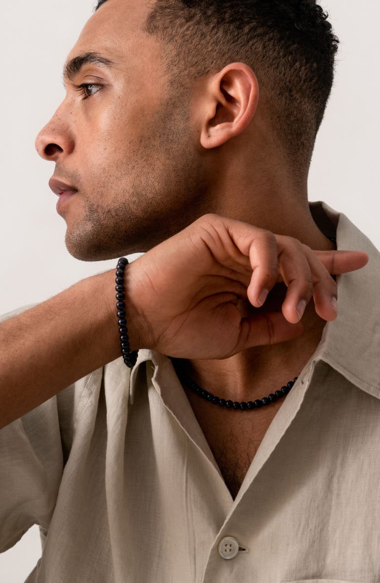 Dower & Hall Men's Black Pearl Bracelet, Alternate, color, Sterling Silver