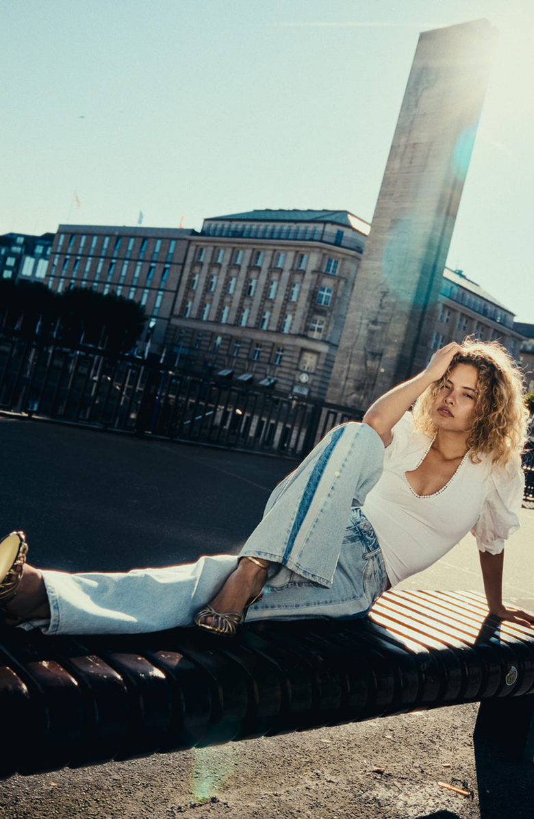 KanCan Mona High Rise Wide Leg Jeans, Alternate, color, Light Wash