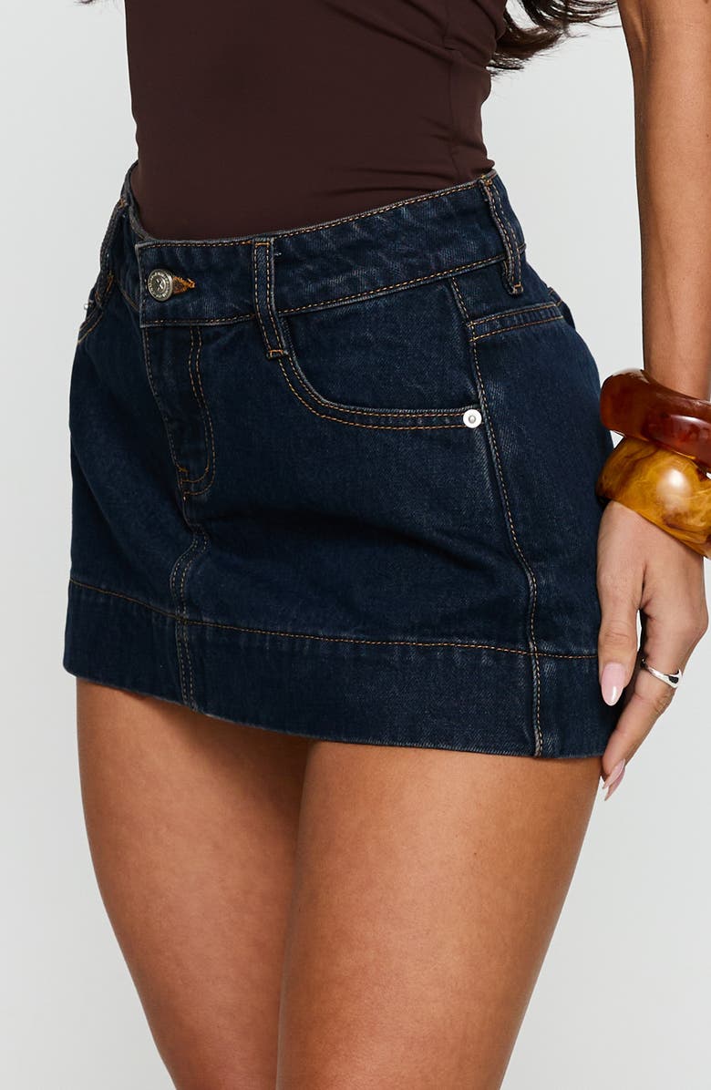 Princess Polly Warna Low Rise Denim Miniskirt, Alternate, color, 