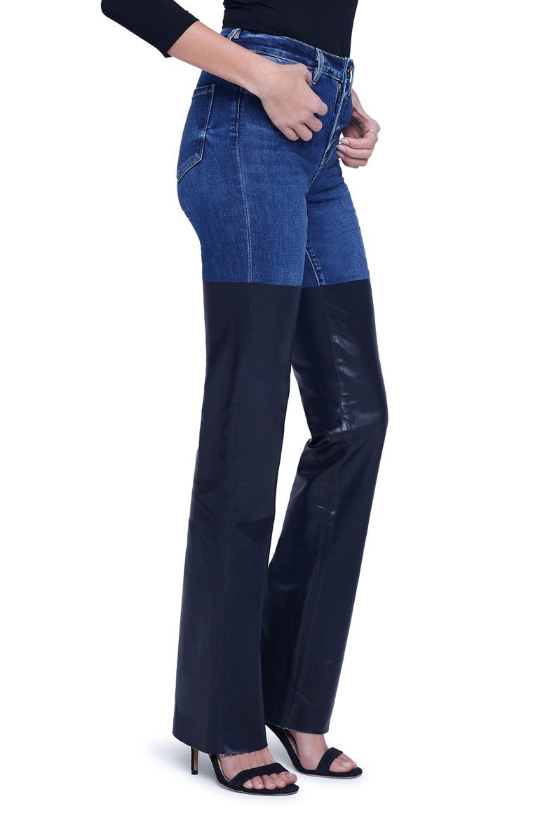 Ruth Mixed Media Coated Straight Leg Jeans, Alternate, color, MAGNOLIA/ BLACK COATED
