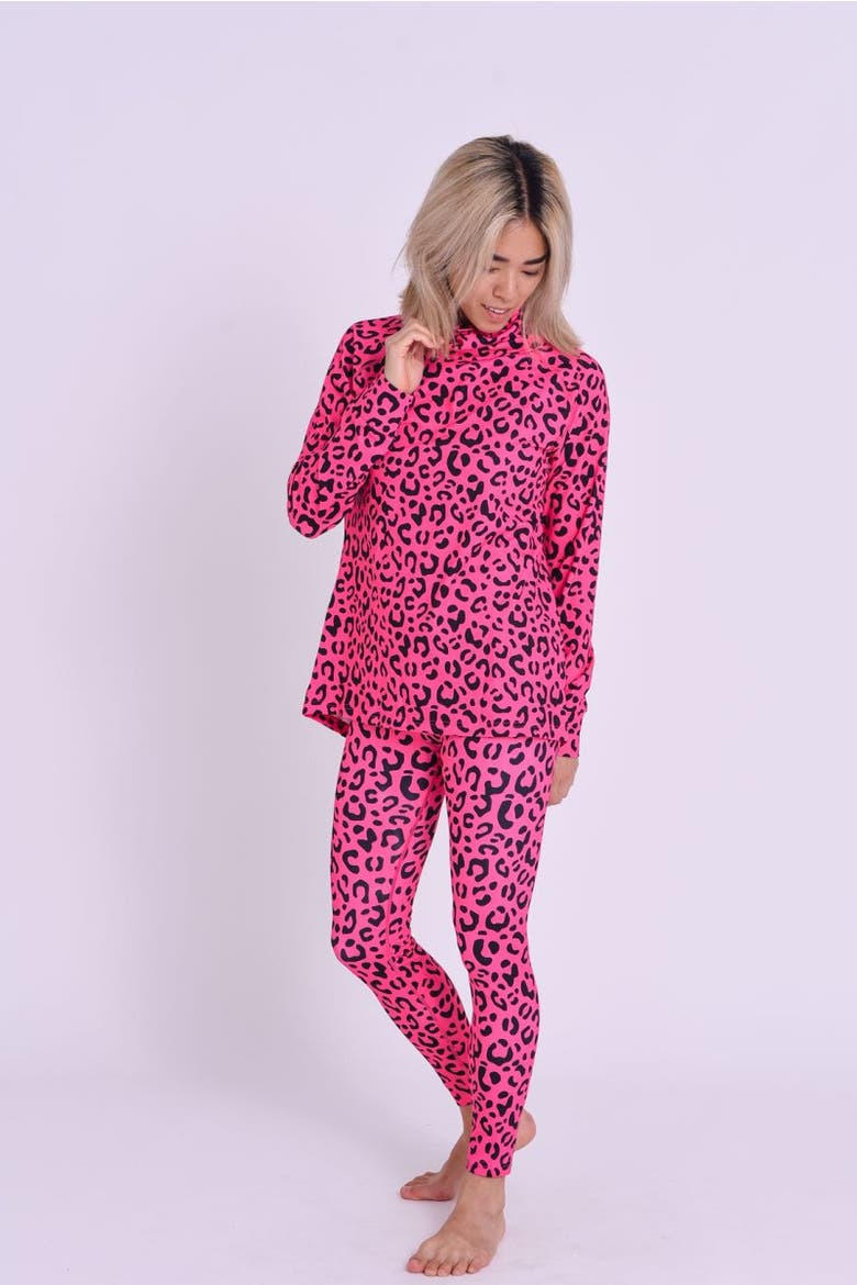 High Neck Baselayer Top - Hotel California Pink Leopard Women's, Alternate, color, multi-colour