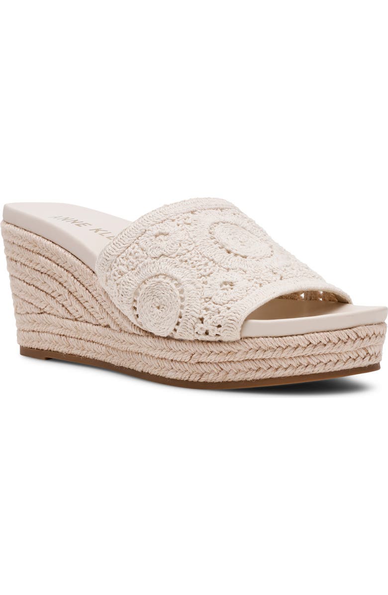 Anne Klein Effy Espadrille Slide Sandal, Main, color, Creme Crochet
