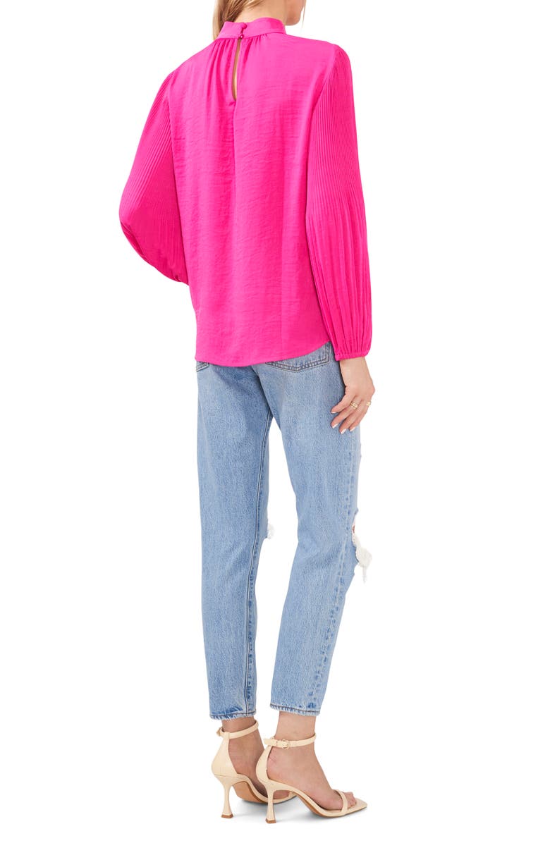 Vince Camuto Pleated Long Sleeve Mock Neck Blouse, Alternate, color,