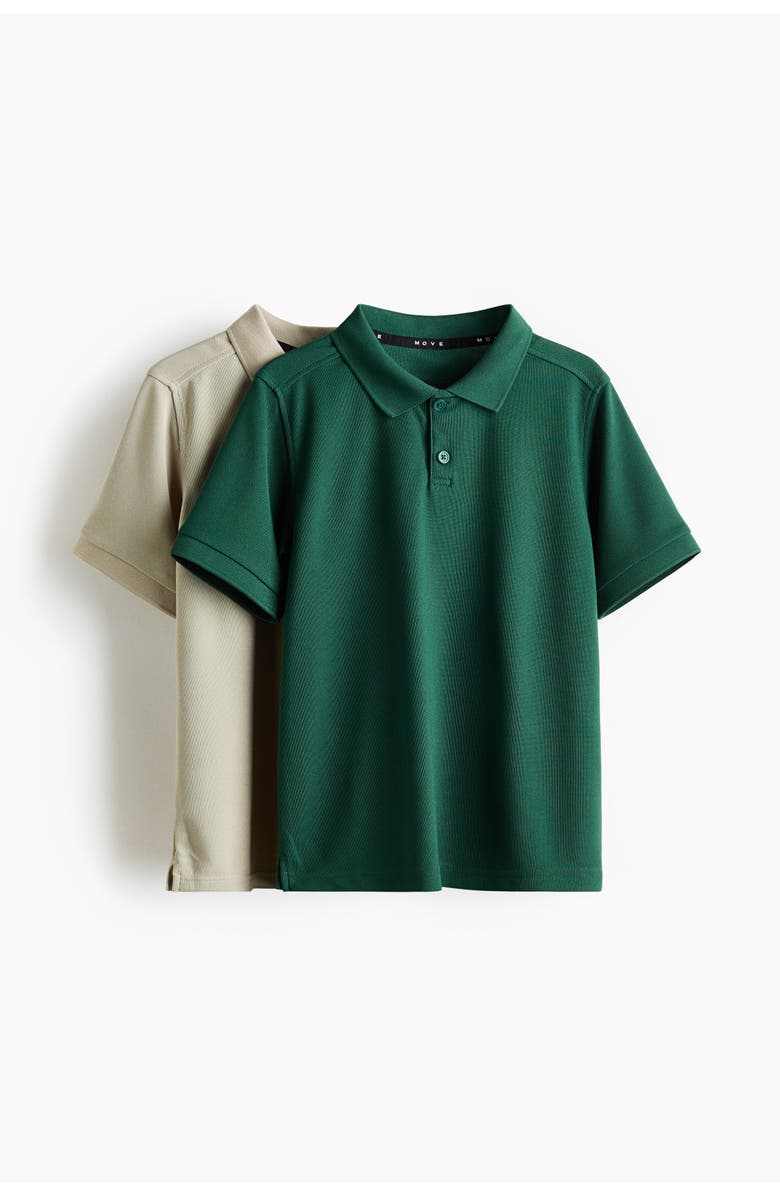 H&M 2-pack Regular Fit Sports Polo Shirts, Main, color, Green