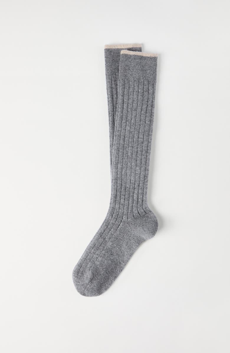 Brunello Cucinelli Cashmere knit socks, Alternate, color, Medium Grey