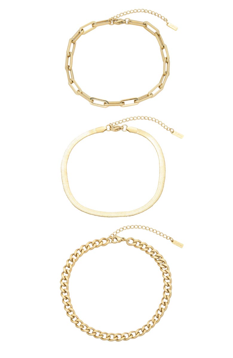 st. Moran Set of 3 Assorted Chain Anklets, Main, color, Gold