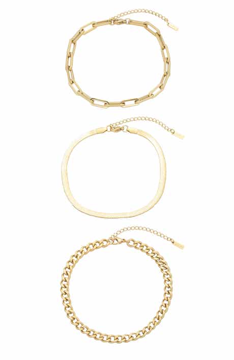 Set of 3 18k Gold Plate Bracelets