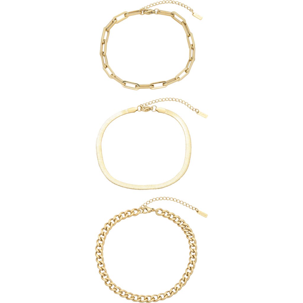 St. Moran Set Of 3 18k Gold Plate Bracelets