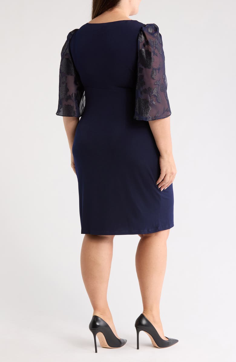 Connected Apparel Flutter Sleeve Faux Wrap Dress, Alternate, color, Midnight