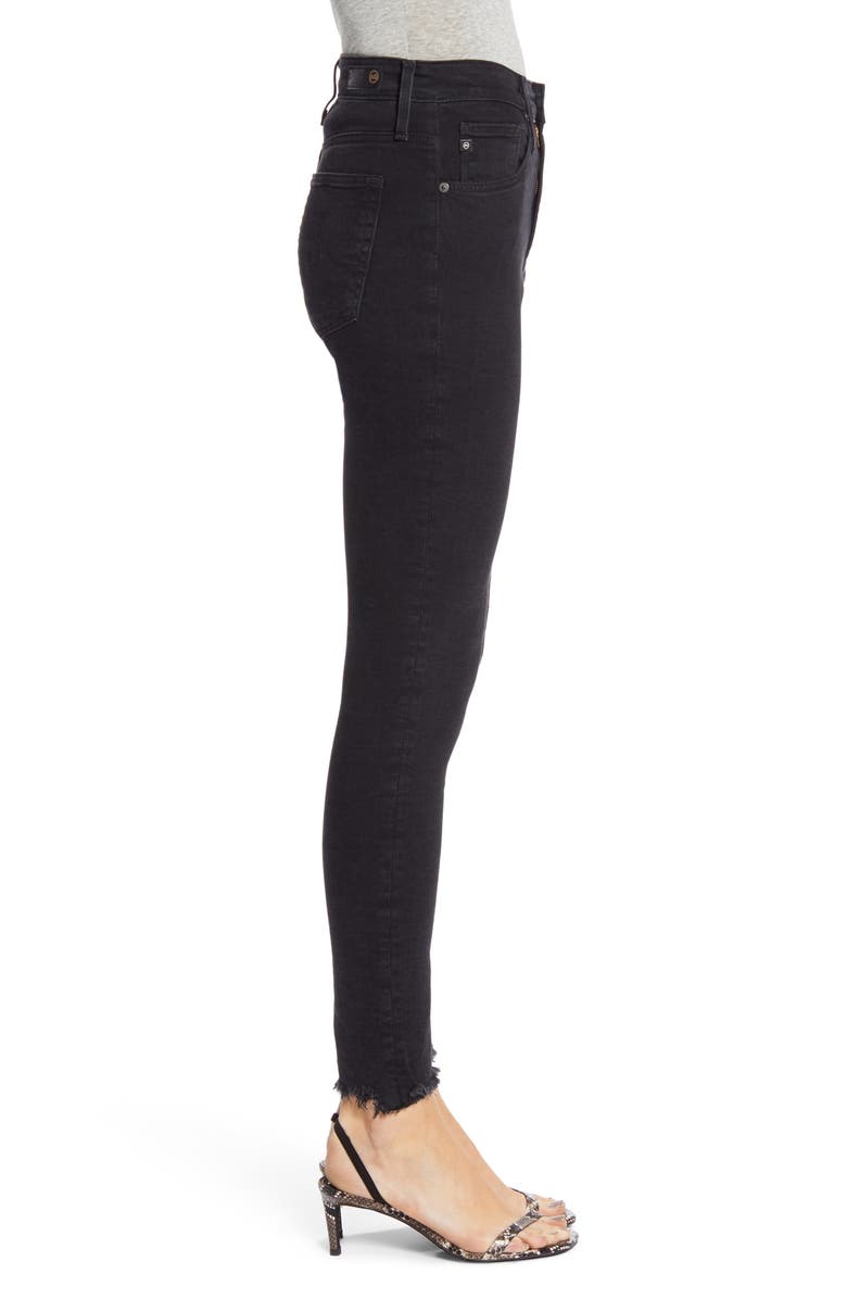 AG Farrah High Waist Raw Hem Skinny Jeans, Alternate, color, Altered Black