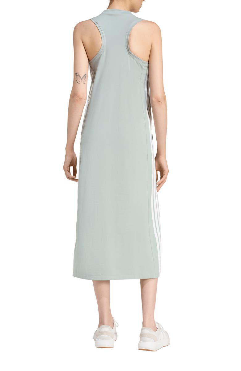 adidas Essentials 3-Stripes Racerback Midi Dress, Alternate, color, Wonder Sage/ White/