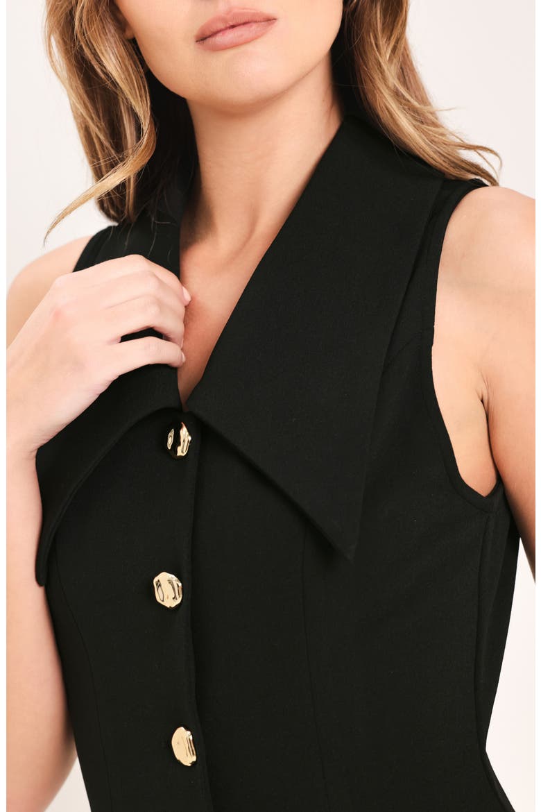 Sleeveless Button Front Minidress, Alternate, color, BLACK