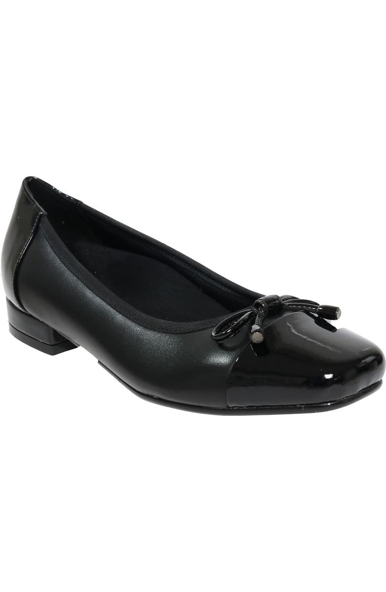 David Tate Alpha Square Toe Flat, Main, color, Black Nappa Patent